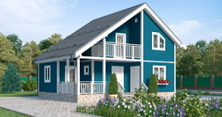 Дом с верандой и террасой - строительство домов в Казани | UpHouse от 137631 руб.