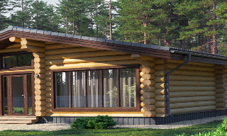Проект одноэтажного дома из бревна в Казани - Цены от 317610 рублей | UpHouse