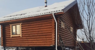 Баня из оцилиндрованного бревна под ключ в Казани - от 137631 рублей