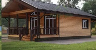 Проект одноэтажного дома из бруса с террасой - Строительство в Казани от UpHouse от 137631 руб.
