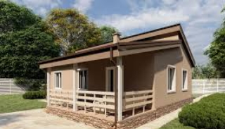 Проект дома из газобетона с террасой в Казани - Закажите у UpHouse по выгодной цене от 3706 рублей