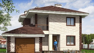 Проект двухэтажного дома с гаражом в Казани от UpHouse – цены от 317610 рублей
