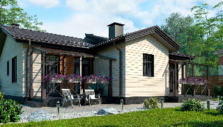 Проекты одноэтажных домов с гостиной от UpHouse в Казани - от 317610 рублей