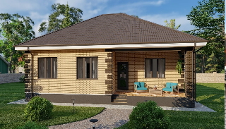 Проекты одноэтажных домов с террасой в Казани до 120 кв.м - UpHouse от 317610 рублей